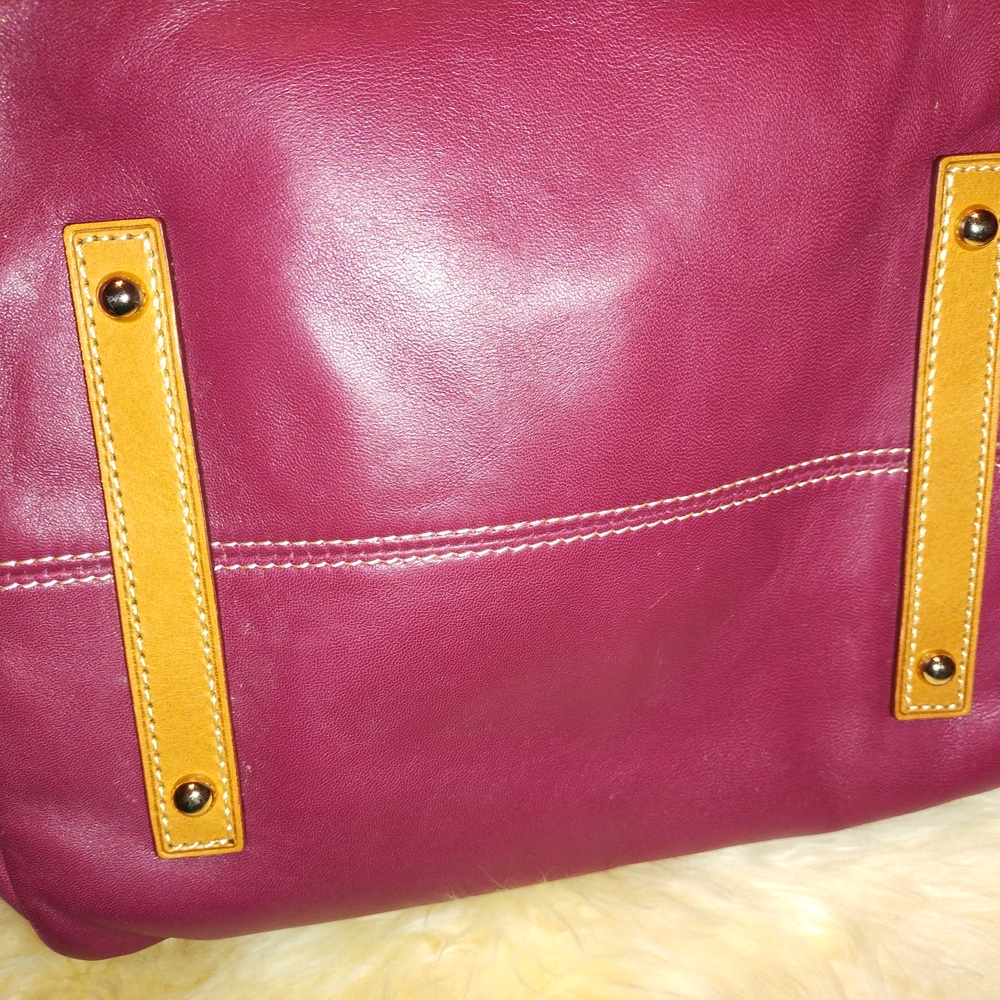 Dooney & Bourke Lambskin Leather Duffle Satchel in Raspberry - Picture 3 of 10